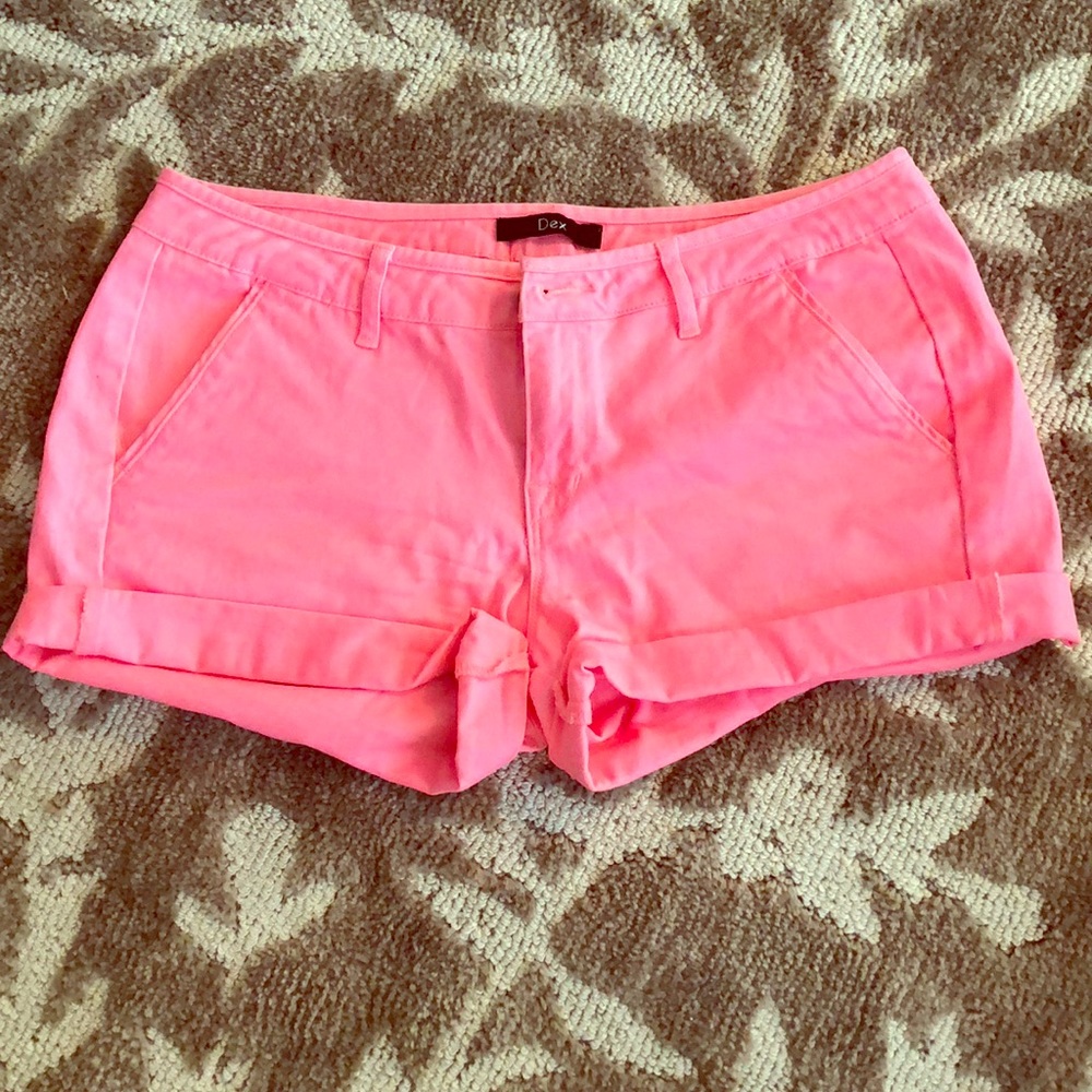 Neon Pink Cuffed Shorts